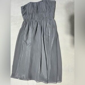 Elegant Gray Strapless Pleated Formal Dress